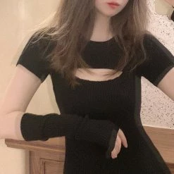 EverythingCuteClub Hollow Out Black / Blue Summer Girl Dress 15 EverythingCuteClub Hollow Out Black / Blue Summer Girl Dress