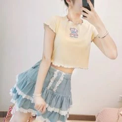 EverythingCuteClub Ice Cream Bubbly Pop Girly Crop T-shirt