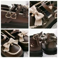 EverythingCuteClub Cats’ Tea Party Lolita Shoes Round Toes