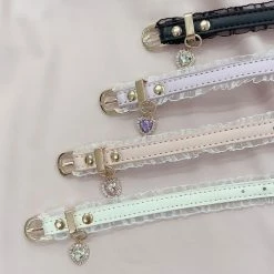 EverythingCuteClub Lingerie + Panties + Sleepwear + Socks Letter Rhinestone Pu Leather Bracelet Harajuku Fashion Japan Girly