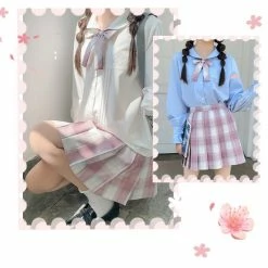 EverythingCuteClub Pre-order Day Of Sakura Plaid Skirt First Round Reservation May Top