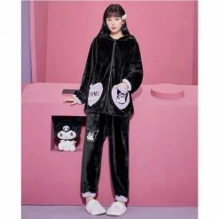 EverythingCuteClub Sanrio Collaboration Kuromi Pyjamas Pajamas Set Fleece Cozy And Warm Top
