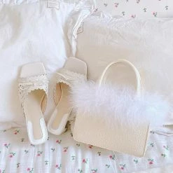 Koki, Everythingcuteclub Crocodile Print With Fur Girly Mini Handbag Accessories