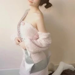 EverythingCuteClub Fleece 3pc Set Tube Top Skirt Oversleeve