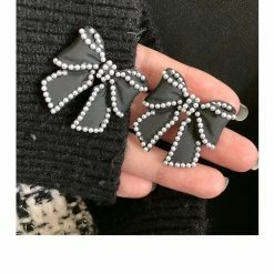 EverythingCuteClub Pink / Black Bow Earrings / Ear Clips 16 EverythingCuteClub Pink / Black Bow Earrings / Ear Clips