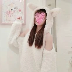 EverythingCuteClub Top White Bunny Pull Over Hoodie 12 EverythingCuteClub Top White Bunny Pull Over Hoodie