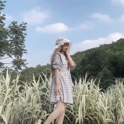 EverythingCuteClub Large Lapel Indie Pop Check Dress