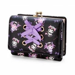 EverythingCuteClub Kuromi Style Black Purple Ribbon Wallet