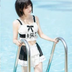 EverythingCuteClub Black White Swimsuit