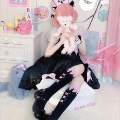 EverythingCuteClub Lingerie + Panties + Sleepwear + Socks Pink Fire Y2k Socks