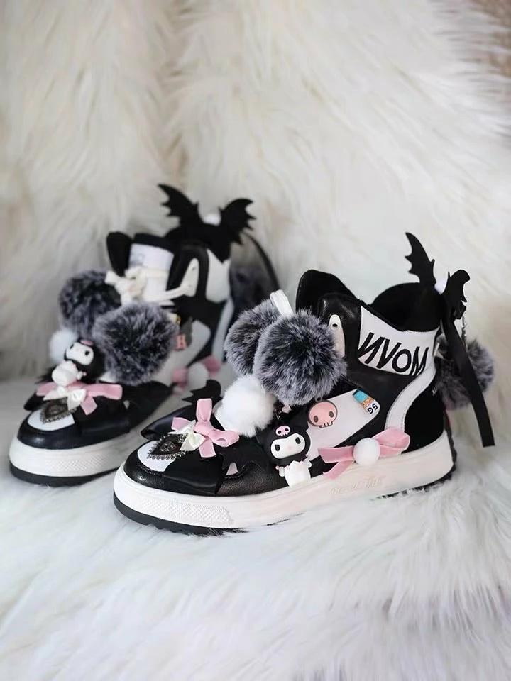 EverythingCuteClub Cute Sneakers Extra Fleece Inside Kuromi Handmade Shoes 3 EverythingCuteClub Cute Sneakers Extra Fleece Inside Kuromi Handmade Shoes