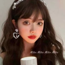 EverythingCuteClub Heart Baby Princess Rhinestone Earrings And Hairband Set Accessories