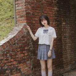 EverythingCuteClub Sanrio Collaboration Cinnamoroll Seifuku Jk Uniform Top White / Blue