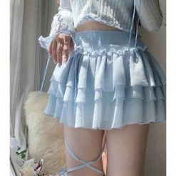 EverythingCuteClub Tied Rope Blue Tutu Skirt Bottom