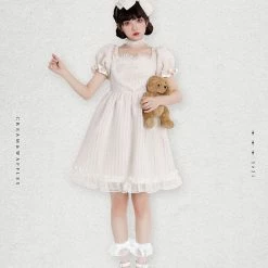 EverythingCuteClub Black Choco Cream Waffle Dolly Dress One Piece Dress 34 EverythingCuteClub Black Choco Cream Waffle Dolly Dress One Piece Dress