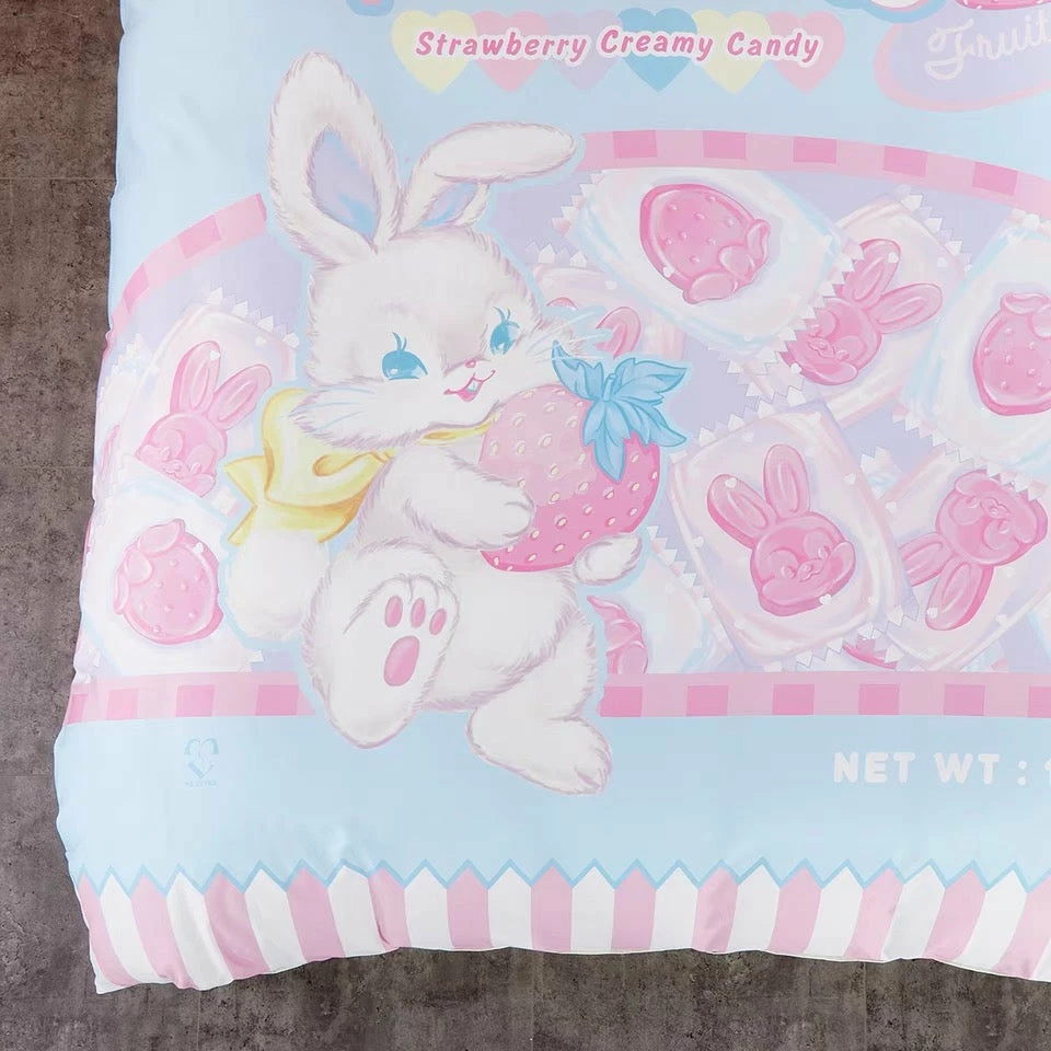 EverythingCuteClub Rabbit Strawberry Girly Room Bedding Set Cotton Bed Linen Bed Linen / Bedding Sets 6 EverythingCuteClub Rabbit Strawberry Girly Room Bedding Set Cotton Bed Linen Bed Linen / Bedding Sets