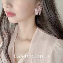 EverythingCuteClub Pink / Black Bow Earrings / Ear Clips 15 EverythingCuteClub Pink / Black Bow Earrings / Ear Clips