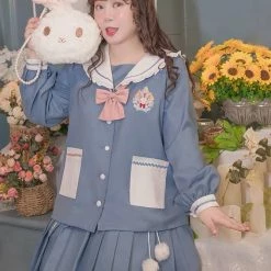 EverythingCuteClub Plus Kawaii Plus Size Snowwhite Rabbit JK Uniform Style Top
