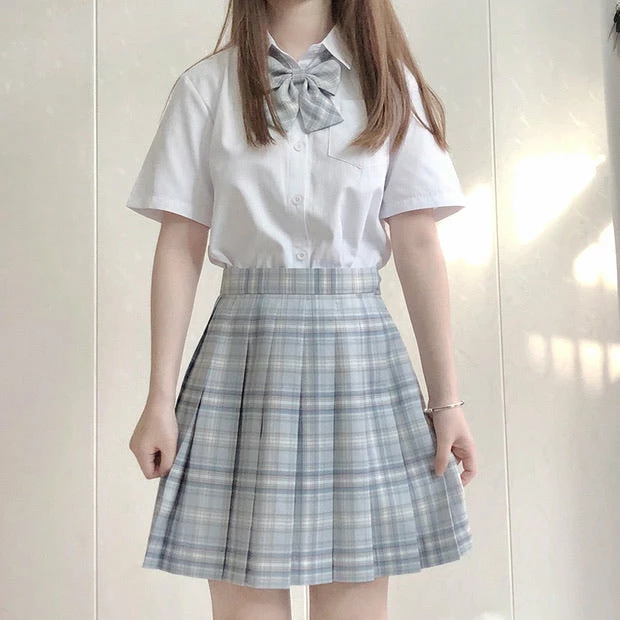 EverythingCuteClub Bottom Sea Salt White Tea Skirt Plaid Pleated Jk Skirt 3 EverythingCuteClub Bottom Sea Salt White Tea Skirt Plaid Pleated Jk Skirt