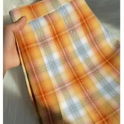 LunaJk, Everythingcuteclub Orange Soda Shining Orange Colour Plaid Skirt