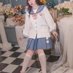 EverythingCuteClub Plus Kawaii Plus Size Snowwhite Rabbit JK Uniform Style Top