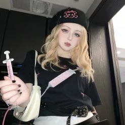 EverythingCuteClub Handmade Pinky Skeleton Berets / Hair Pin