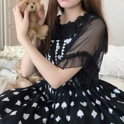 EverythingCuteClub Glitter Girl Butterfly Sleeve Transparent Blouse Lolita Top