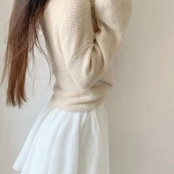 EverythingCuteClub Lace Design Shoulder Sweater Top