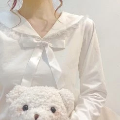 EverythingCuteClub Lolita Blouse Doll Collar / Navy Style Collar Top