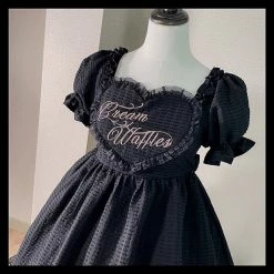 EverythingCuteClub Black Choco Cream Waffle Dolly Dress One Piece Dress 26 EverythingCuteClub Black Choco Cream Waffle Dolly Dress One Piece Dress