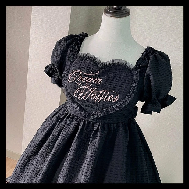 EverythingCuteClub Black Choco Cream Waffle Dolly Dress One Piece Dress 8 EverythingCuteClub Black Choco Cream Waffle Dolly Dress One Piece Dress
