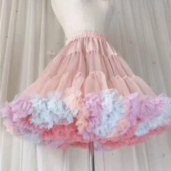 EverythingCuteClub Rainbow Colour Bustle / Underskirt /hoop Skirt For Lolita Dress Lolita Model Anran Recommend Style