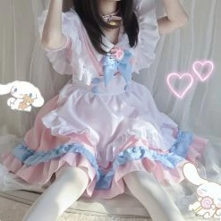 EverythingCuteClub Lingerie + Panties + Sleepwear + Socks Neko Cat Pink Maid Costume Cosplay