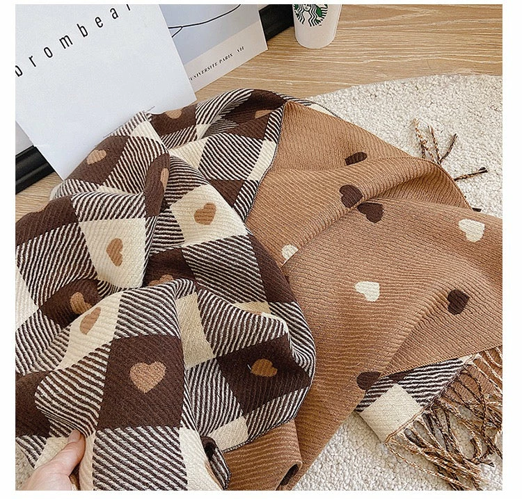 EverythingCuteClub Brown Heart Scarf 5 EverythingCuteClub Brown Heart Scarf