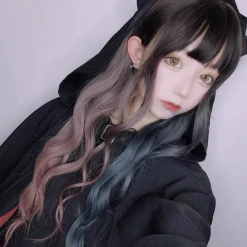 EverythingCuteClub Cute Gradients Coffee Pink Blue Hair Wigs