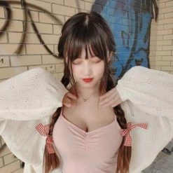 EverythingCuteClub Jackets + Puffs+ Coats Cream Girl Retro Style Thin Cardigan Sweater