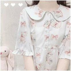 EverythingCuteClub Steam Bun Day Dream Rabbit Cute Girly Lounge Set Sleep Wear Pyjamas Dress