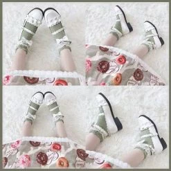 EverythingCuteClub Meiruru Leather Shoes Low Heel Sheep Puff Accessories