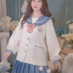 EverythingCuteClub Plus Kawaii Plus Size Snowwhite Rabbit JK Uniform Style Top