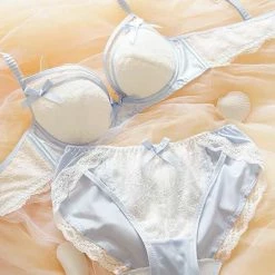 EverythingCuteClub Lingerie + Panties + Sleepwear + Socks Japanese Girly Lace Pierced Bra Sets Big Size Availabe