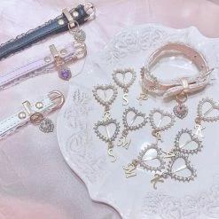 EverythingCuteClub Lingerie + Panties + Sleepwear + Socks Letter Rhinestone Pu Leather Bracelet Harajuku Fashion Japan Girly