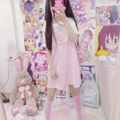 EverythingCuteClub Dress + Rompers Baby Heart Strap Dress