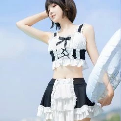 EverythingCuteClub Black White Swimsuit