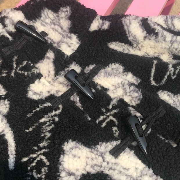 EverythingCuteClub Black White Teddy Bear Long / Short Coat Jackets + Puffs+ Coats 9 EverythingCuteClub Black White Teddy Bear Long / Short Coat Jackets + Puffs+ Coats