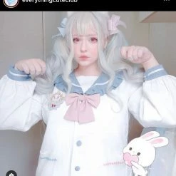 EverythingCuteClub Plus Kawaii Plus Size Snowwhite Rabbit JK Uniform Style Top