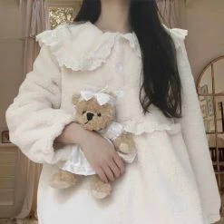 EverythingCuteClub Cookies Bubble Fleece Lace Pyjamas Set Lingerie + Panties + Sleepwear + Socks