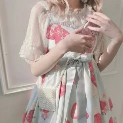 EverythingCuteClub Glitter Girl Butterfly Sleeve Transparent Blouse Lolita Top