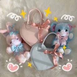 EverythingCuteClub Sales 21 Baby Face Accessories Heart Shape Ribbon Mini Handbag Crossbody Bag