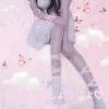 EverythingCuteClub Lingerie + Panties + Sleepwear + Socks White Ribbon Cross Socks