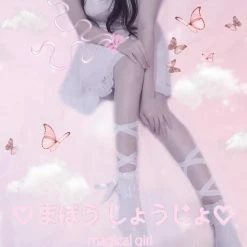 EverythingCuteClub Lingerie + Panties + Sleepwear + Socks White Ribbon Cross Socks